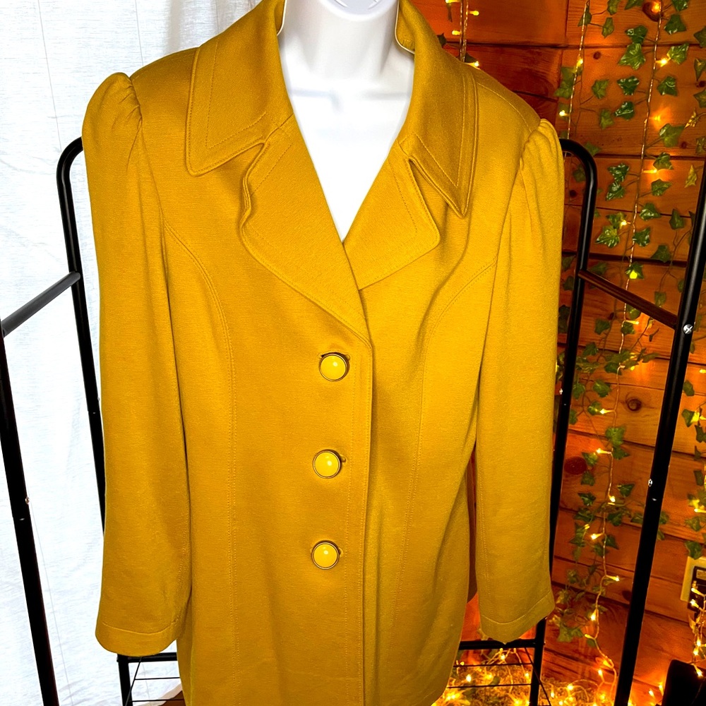 Yellow Vintage Style Trench Coat w/ Large Buttons